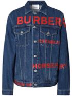 Burberry Horseferry Print Japanese Denim Jacket - Blue