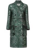 Fendi Double Breasted Zebra Coat - Green