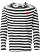 Comme Des Garçons Play Striped Heart Logo T-shirt - Black