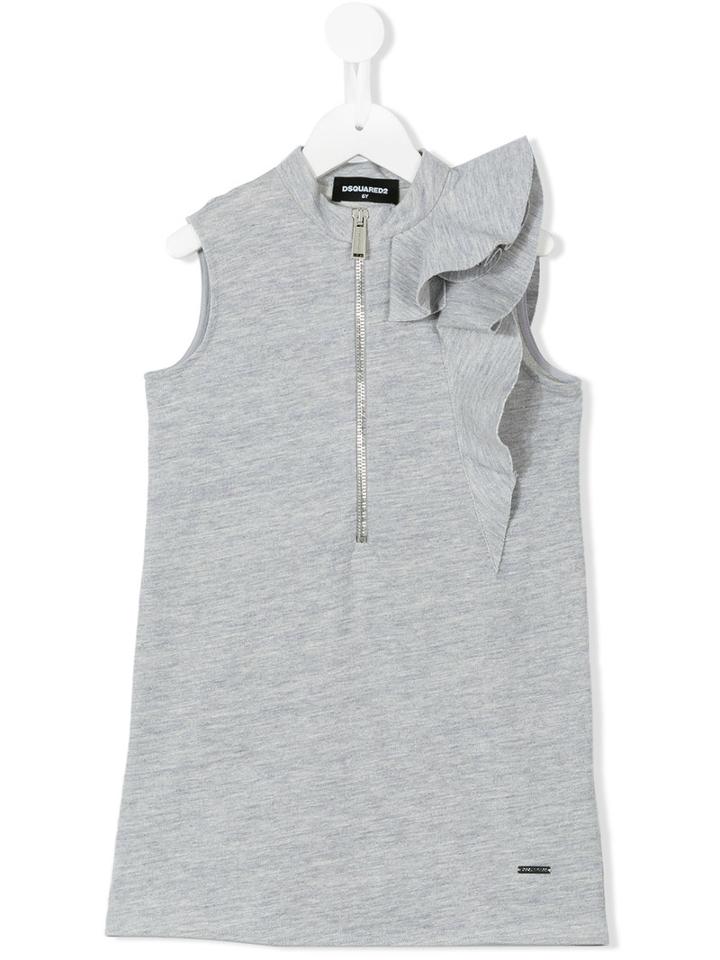 Dsquared2 Kids - Ruffled Detail Dress - Kids - Cotton/viscose - 6 Yrs, Grey