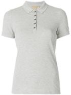 Burberry Check Trim Stretch Cotton Polo Shirt - Grey