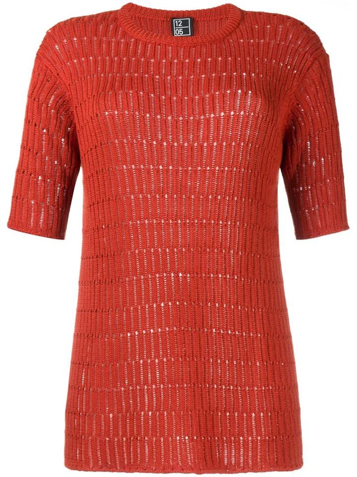 1205 Knitted Cotton Top, Women's, Size: Medium, Red, Cotton