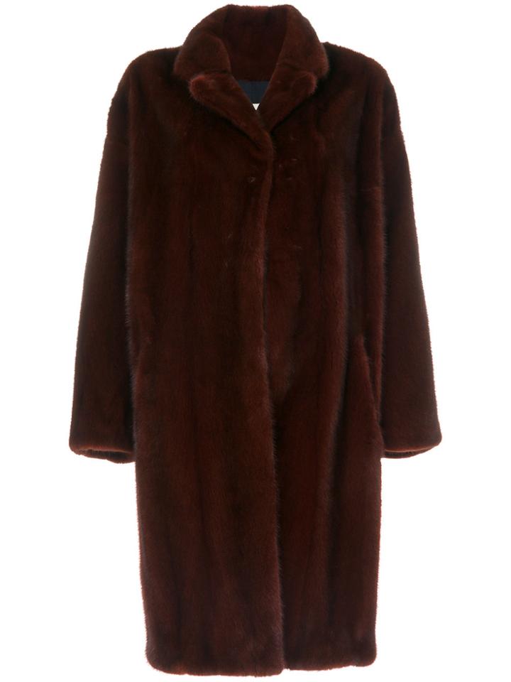 Sprung Frères Oversized Mink Fur Coat - Red