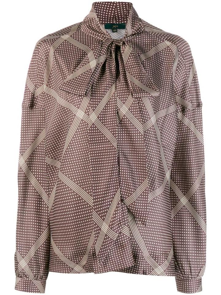 Jejia Bow Detail Printed Blouse - Brown