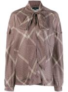Jejia Bow Detail Printed Blouse - Brown