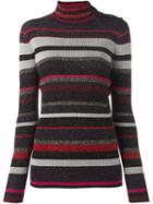 Diane Von Furstenberg Striped Mock Neck Sweater, Women's, Size: Medium, Polyester/viscose/merino/metallic Fibre