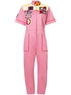 Miu Miu Crosiére Patch-embroidered Jumpsuit - Pink & Purple
