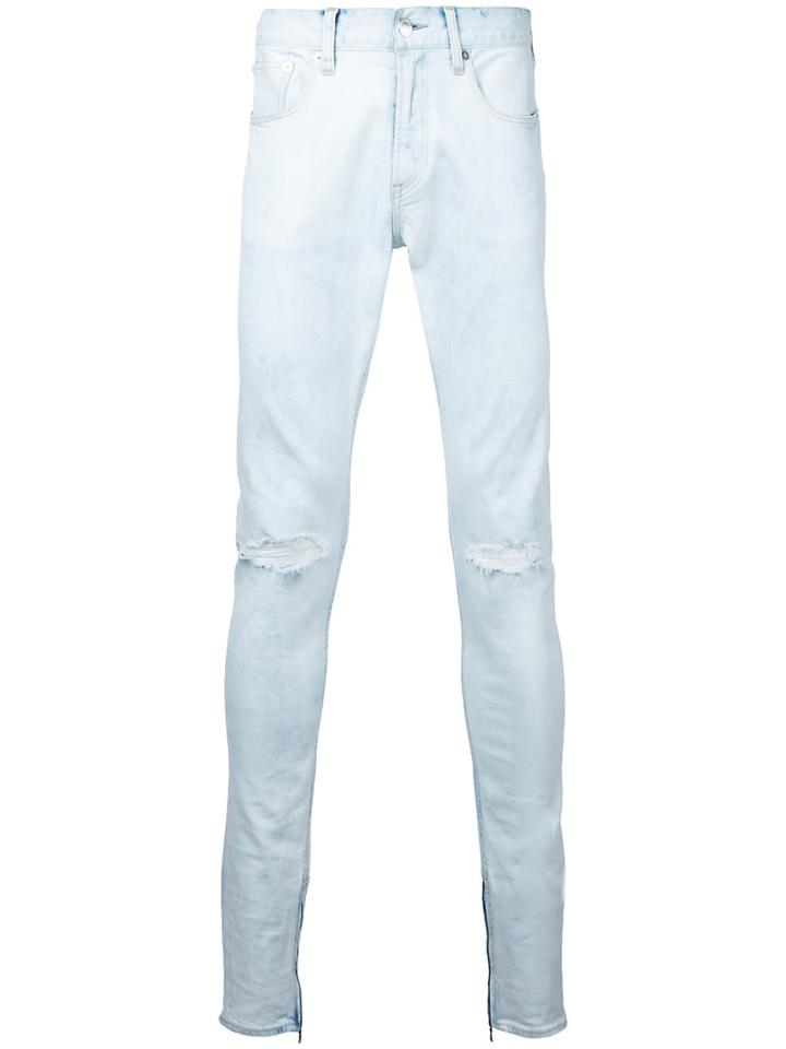 Monkey Time - Distressed Skinny Jeans - Men - Cotton/spandex/elastane - Xl, Blue, Cotton/spandex/elastane