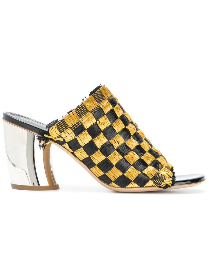 Proenza Schouler Woven Mid Heel Mules - Yellow & Orange
