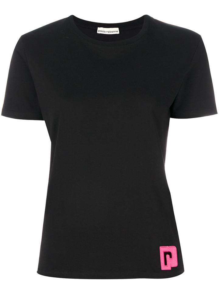 Paco Rabanne Logo Embroidered T-shirt - Black