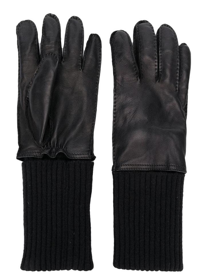 Ami Paris Leather Gloves - Black