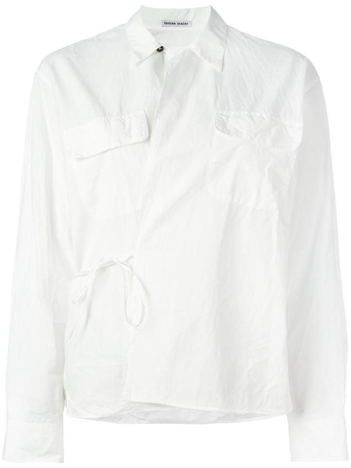Tomas Maier - Crossed Front Shirt - Women - Cotton - 4, Women's, White, Cotton