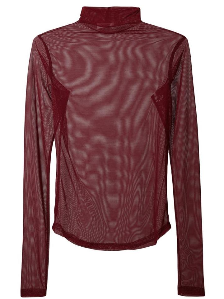 Nomia Sheer Mock Neck Top - Purple