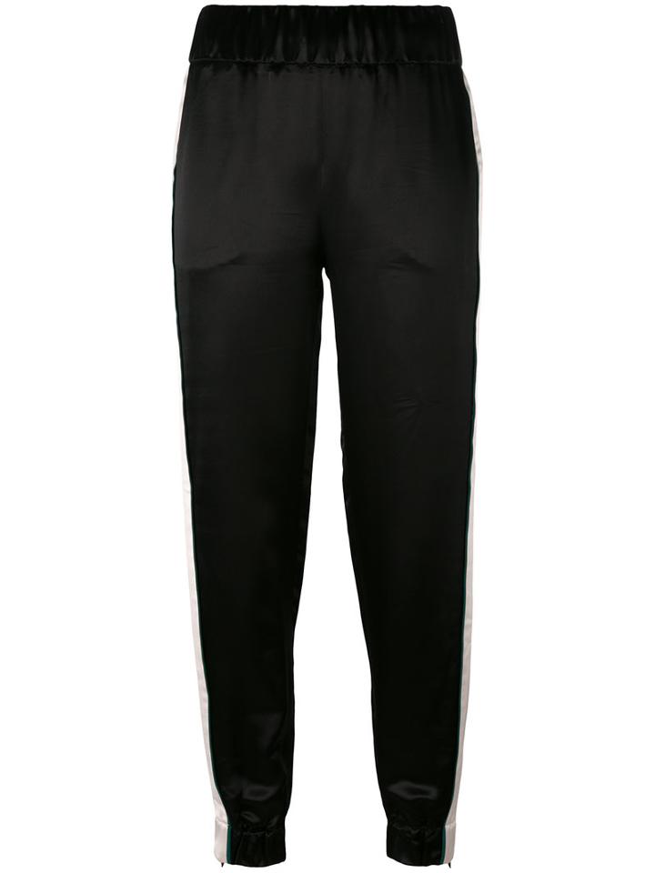 Victoria Victoria Beckham - Slim Track Pants - Women - Silk/polyester/viscose - 8, Black, Silk/polyester/viscose