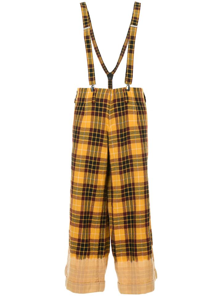 Yohji Yamamoto Vintage Plaid Flared Overall Trousers - Yellow & Orange