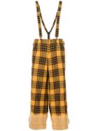 Yohji Yamamoto Vintage Plaid Flared Overall Trousers - Yellow & Orange
