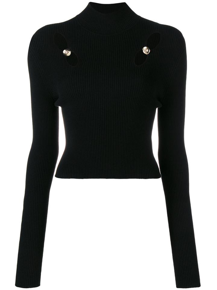 Versus Cutout Raglan Sleeve Turtleneck - Black