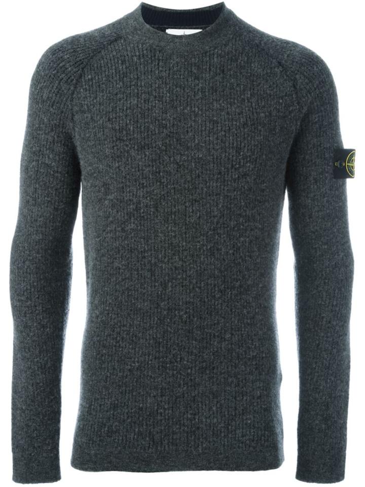 Stone Island Logo Patch Jumper, Men's, Size: Medium, Grey, Acrylic/polyamide/spandex/elastane/alpaca