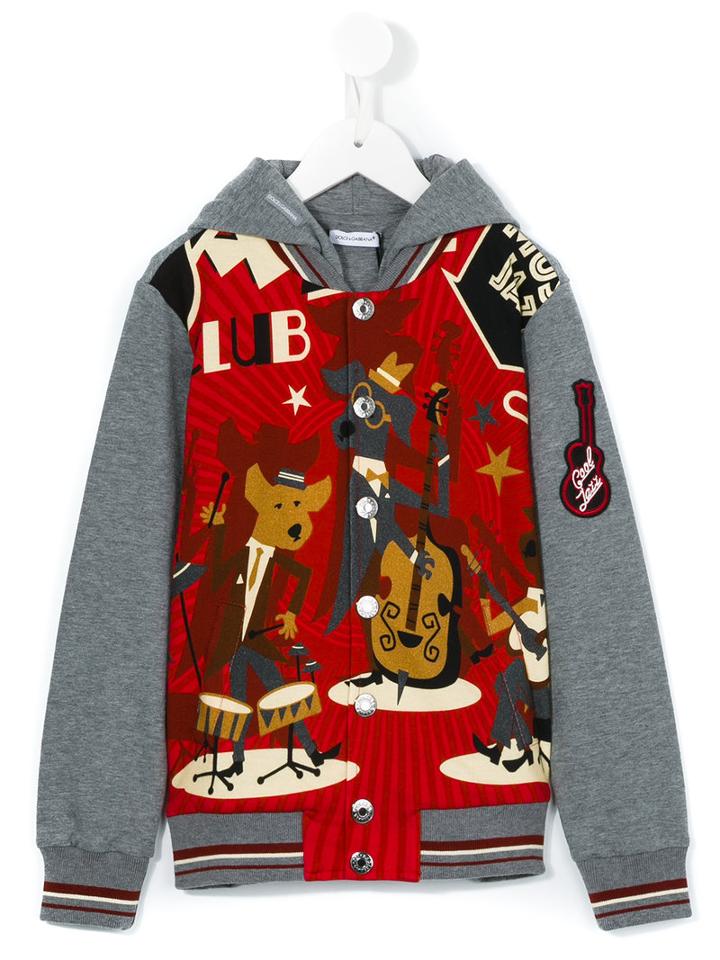 Dolce & Gabbana Kids - Printed Hoodie - Kids - Cotton/polypropylene/viscose - 10 Yrs, Boy's, Grey