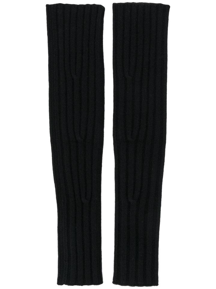 Cashmere In Love Ribbed Fingerless Aspen Gloves - Black