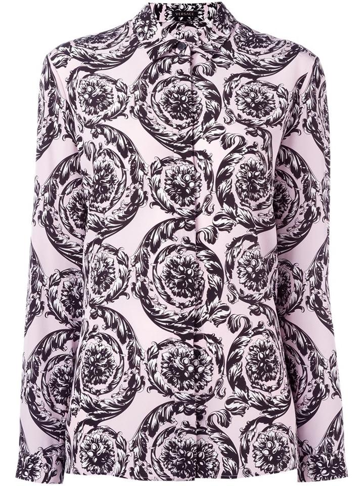 Versace Baroque Print Shirt, Women's, Size: 46, Pink/purple, Silk