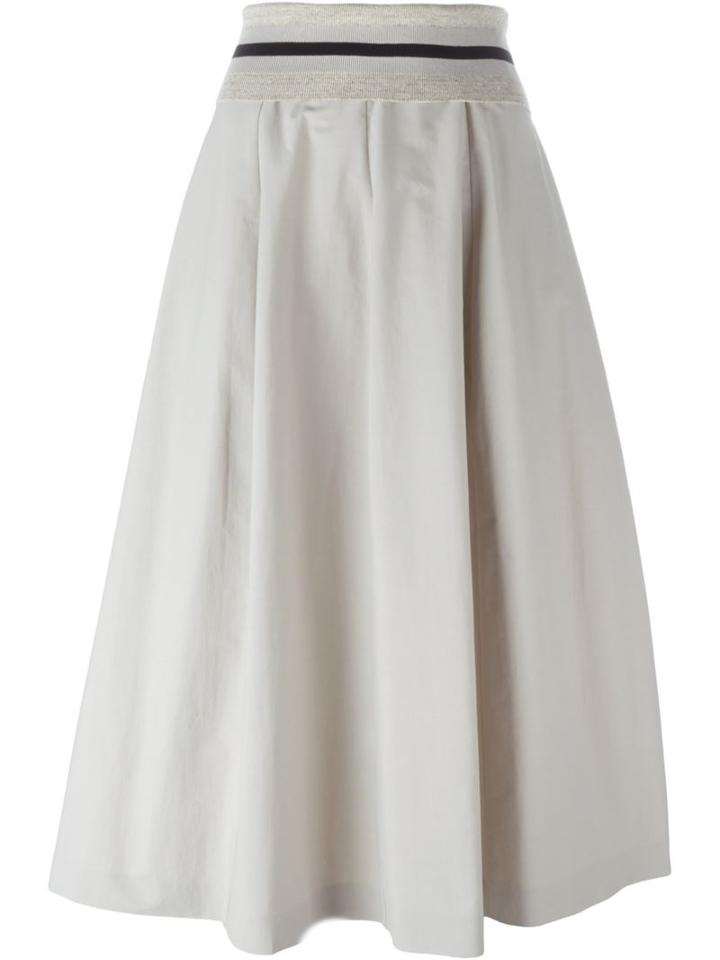 Brunello Cucinelli A-line Skirt, Women's, Size: 44, Grey, Cotton/linen/flax/polyester/polyimide