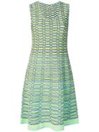M Missoni Striped Knit A-line Dress - Blue