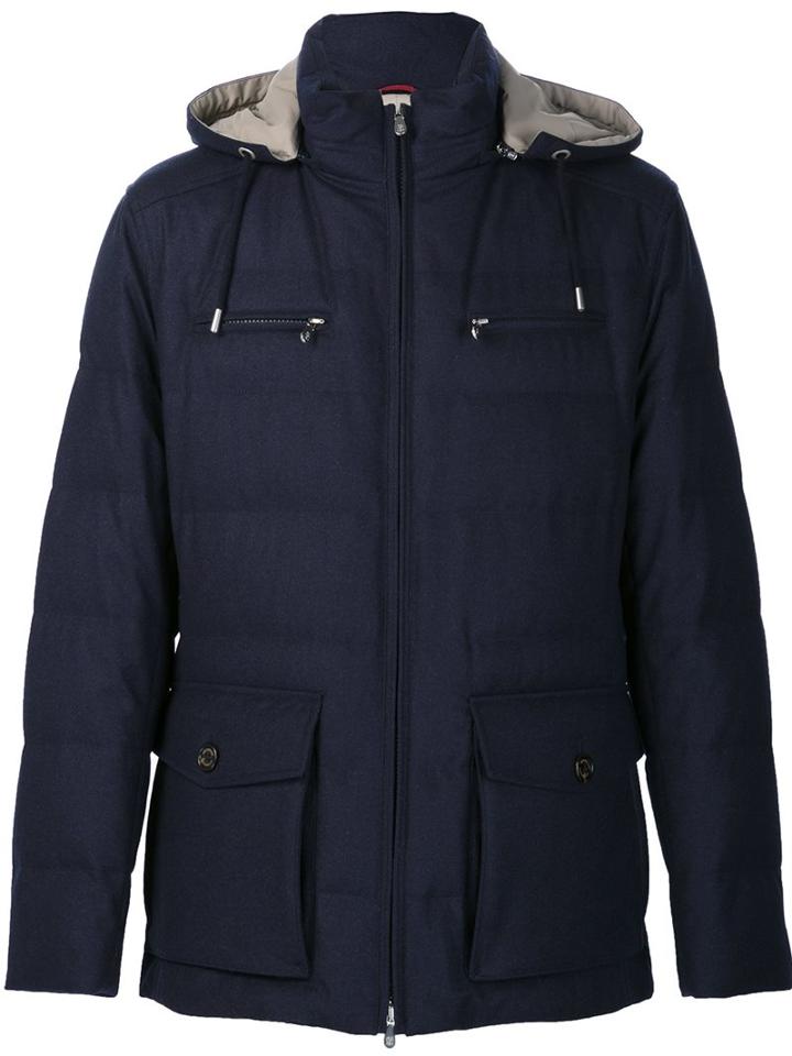 Brunello Cucinelli Padded Hooded Coat, Men's, Size: Xxl, Black, Silk/cotton/nylon/goose Down