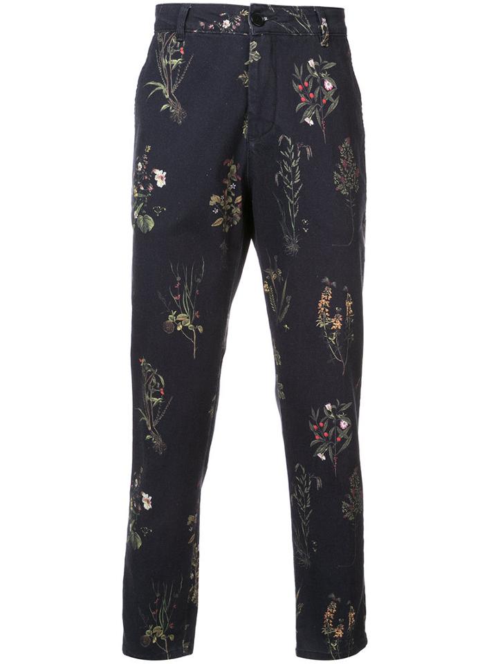 Osklen - Plant Print Chinos - Men - Cotton/spandex/elastane - 40, Black, Cotton/spandex/elastane
