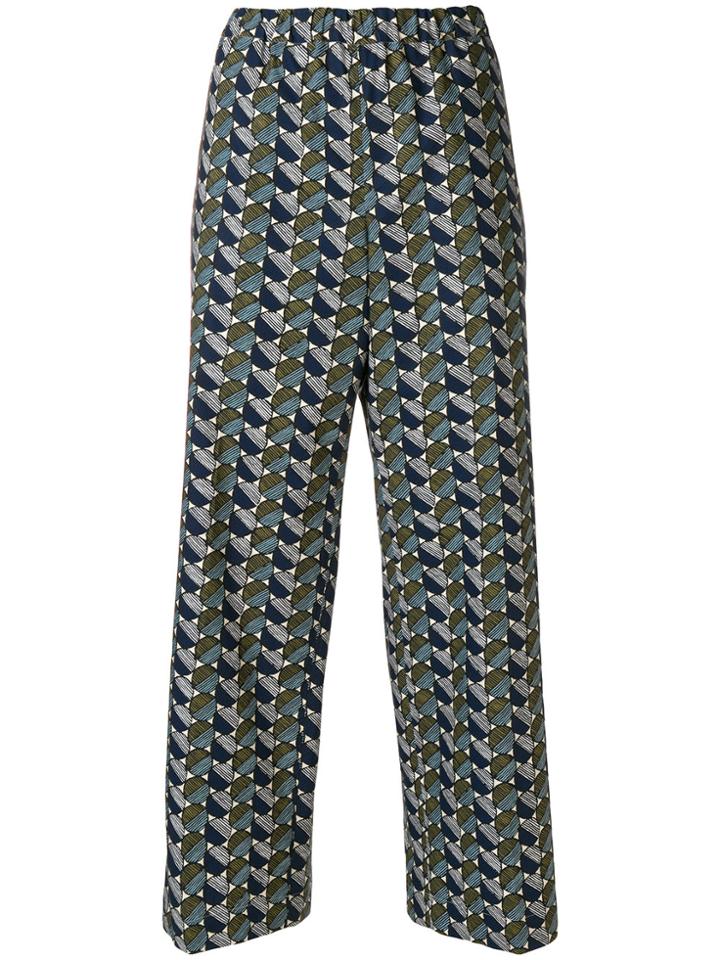 Ql2 Abstract Print Cropped Trousers - Multicolour