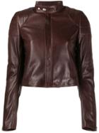 Bottega Veneta Cropped Biker Jacket - Brown