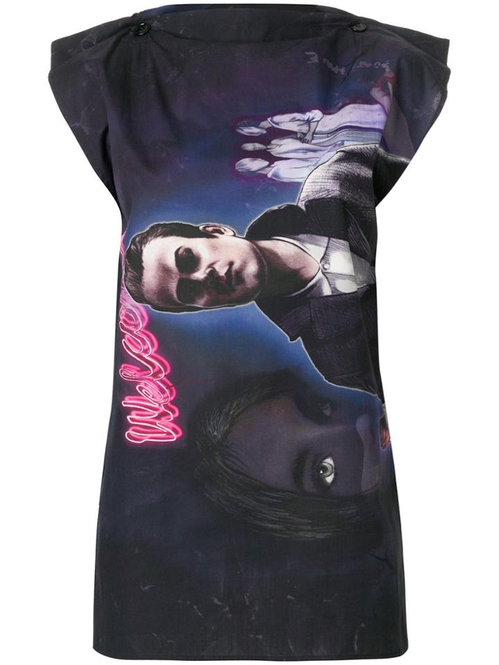 Mm6 Maison Margiela Printed Top - Black