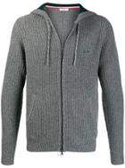 Sun 68 Ribbed Knit Contrast Hoody - Grey