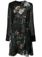 Adam Lippes Floral Print Sheer Dress - Black