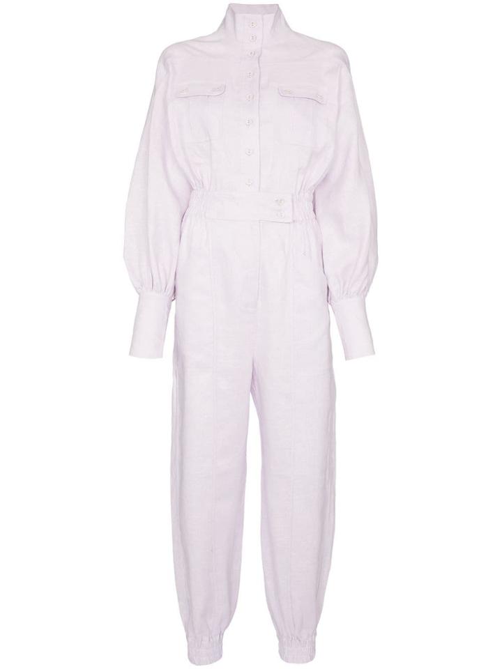 Zimmermann 96 Racer Boiler Suit Linen Jumpsuit - Purple
