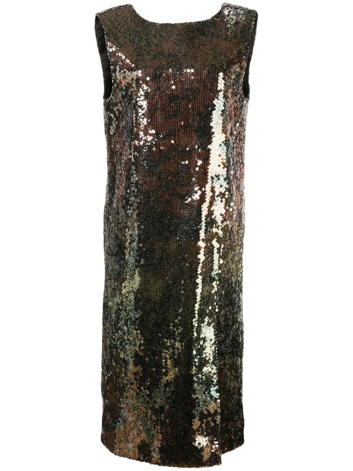 Halpern Sequin Embroidered Side Slit Dress - Multicolour