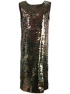 Halpern Sequin Embroidered Side Slit Dress - Multicolour