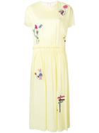 Mira Mikati Embroidered Tulle Back Dress - Yellow