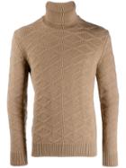 Tagliatore Diamond Roll Neck Jumper - Brown