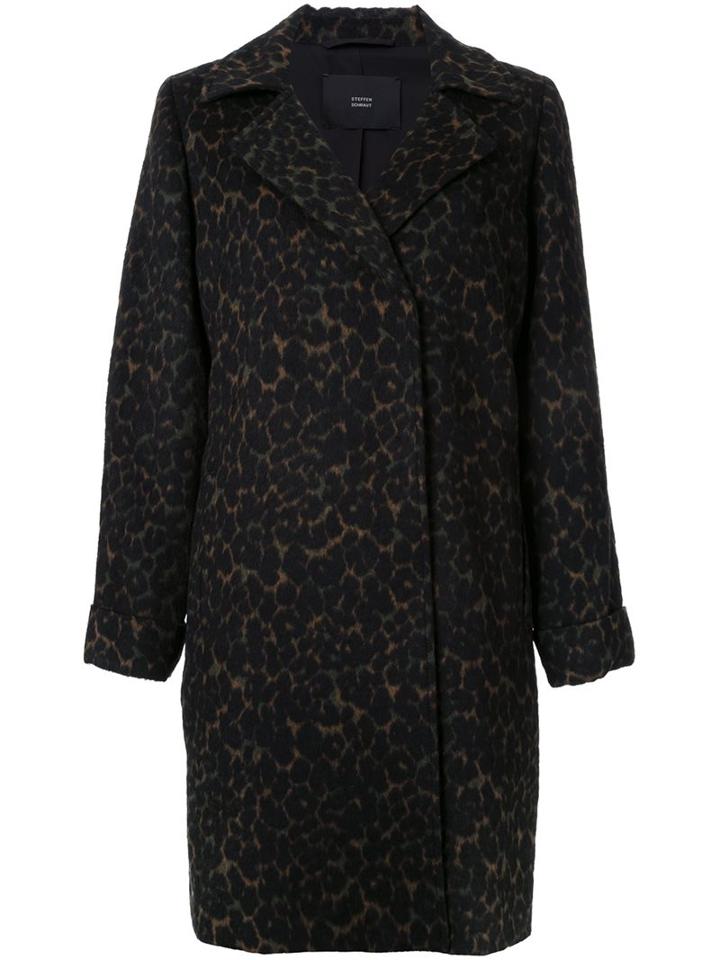 Steffen Schraut Animal Print Coat, Women's, Size: 36, Black, Polyester/wool/other Fibers