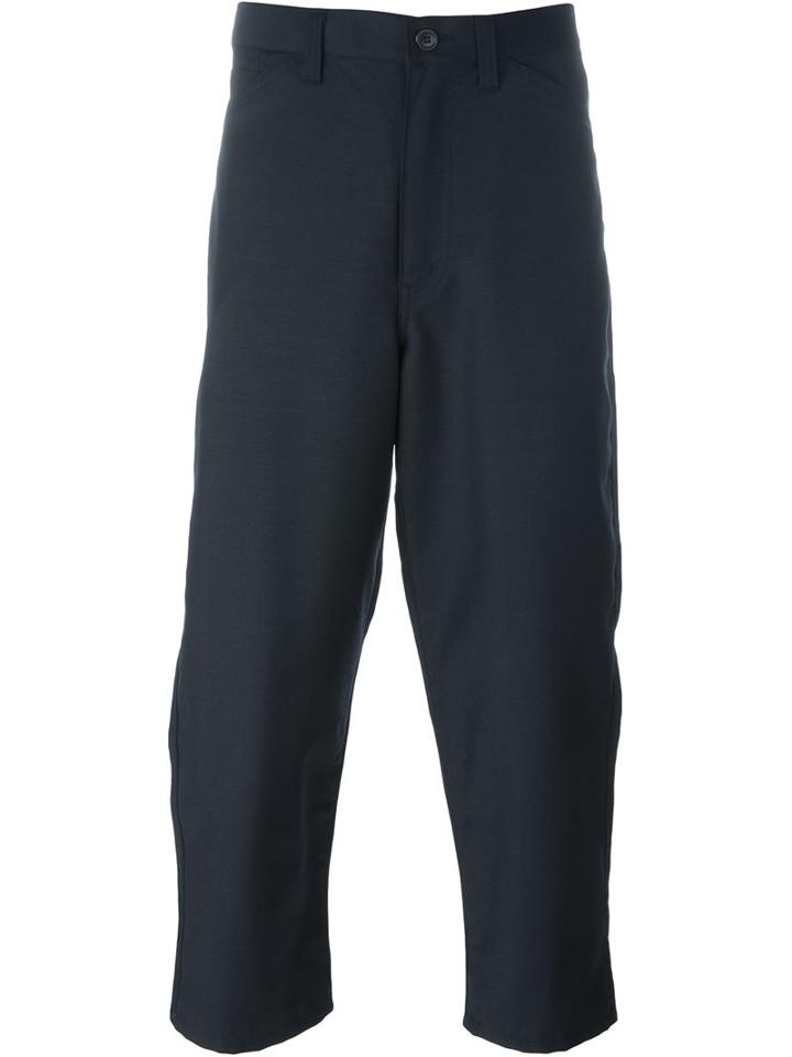 Junya Watanabe Comme Des Garçons Tapered Cropped Trousers, Men's, Size: Small, Black, Wool/mohair/cupro