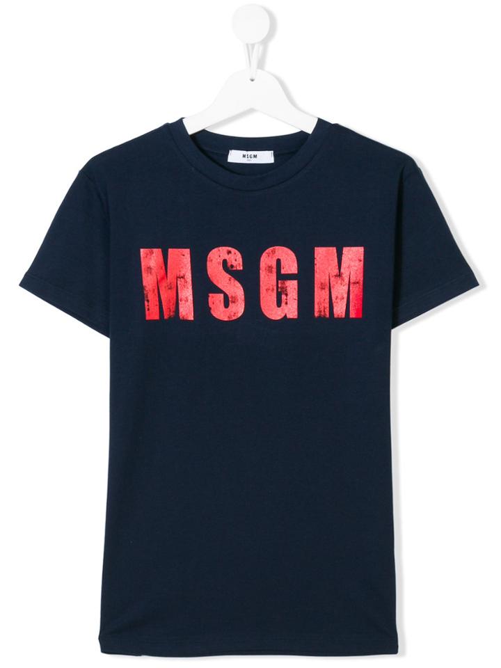 Msgm Kids Teen Logo T-shirt - Blue