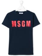 Msgm Kids Teen Logo T-shirt - Blue