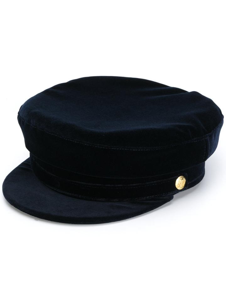 Manokhi Velvet Baker Boy Hat - Blue