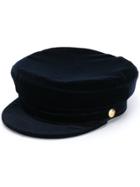 Manokhi Velvet Baker Boy Hat - Blue