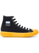 Prada Logo Patch Hi-top Sneakers - Black