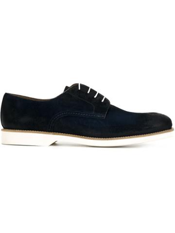 Doucal S Distressed Derby Shoes, Men's, Size: 44, Blue, Calf Suede/rubber
