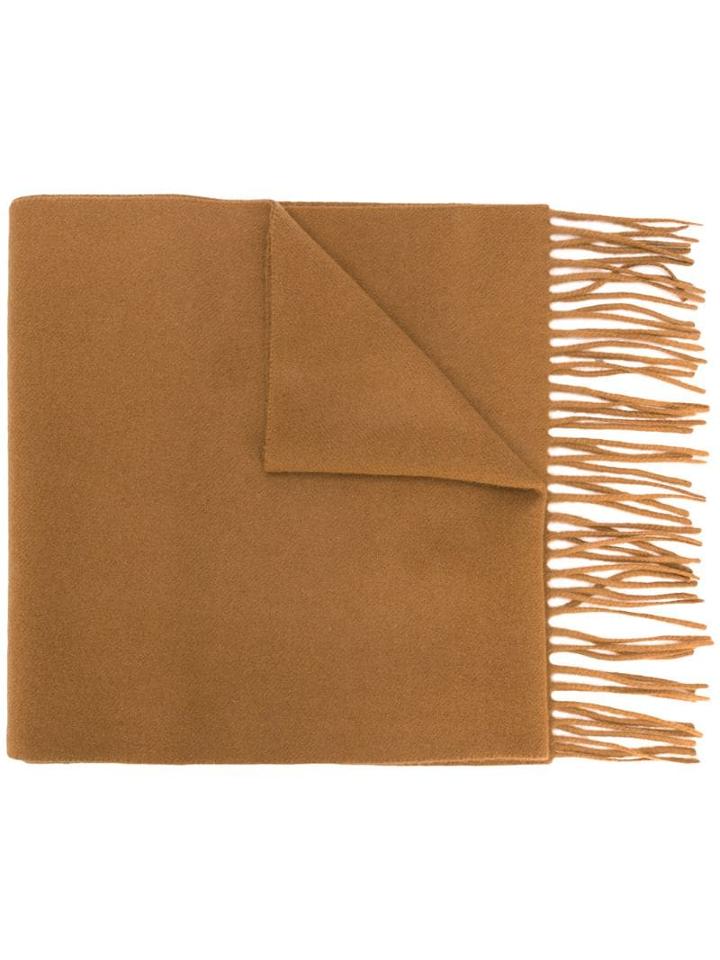 Moschino Logo-print Fringed Scarf - Brown