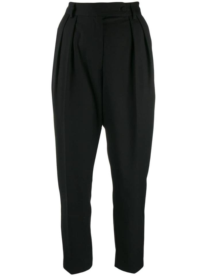 Styland Pleated Cropped Trousers - Black