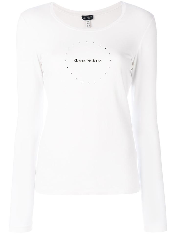 Armani Jeans Scoop Neck Logo Top - White